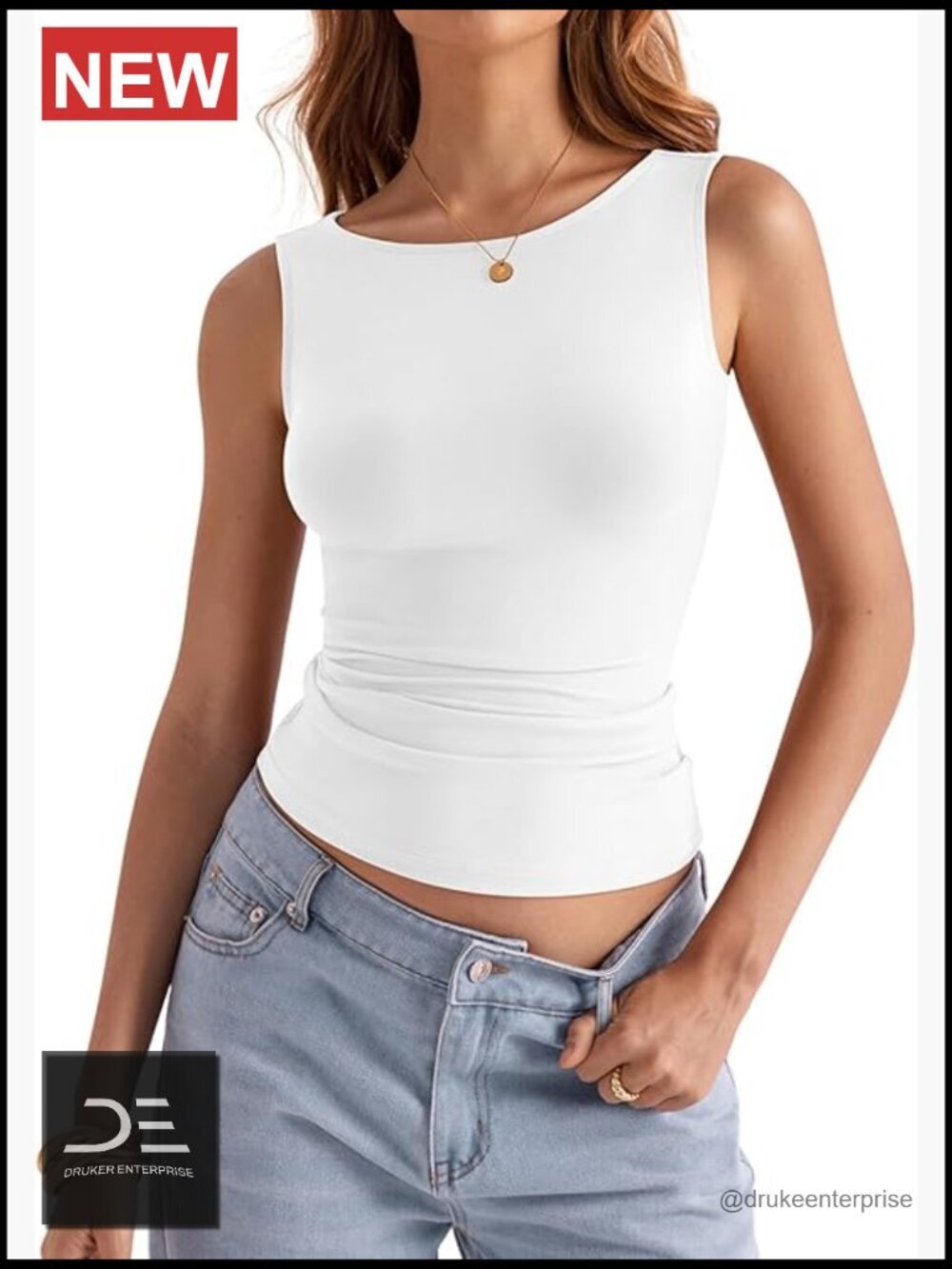 Slim Fit Boat Neck Sleeveless Tank Top Summer Going Out Shirt